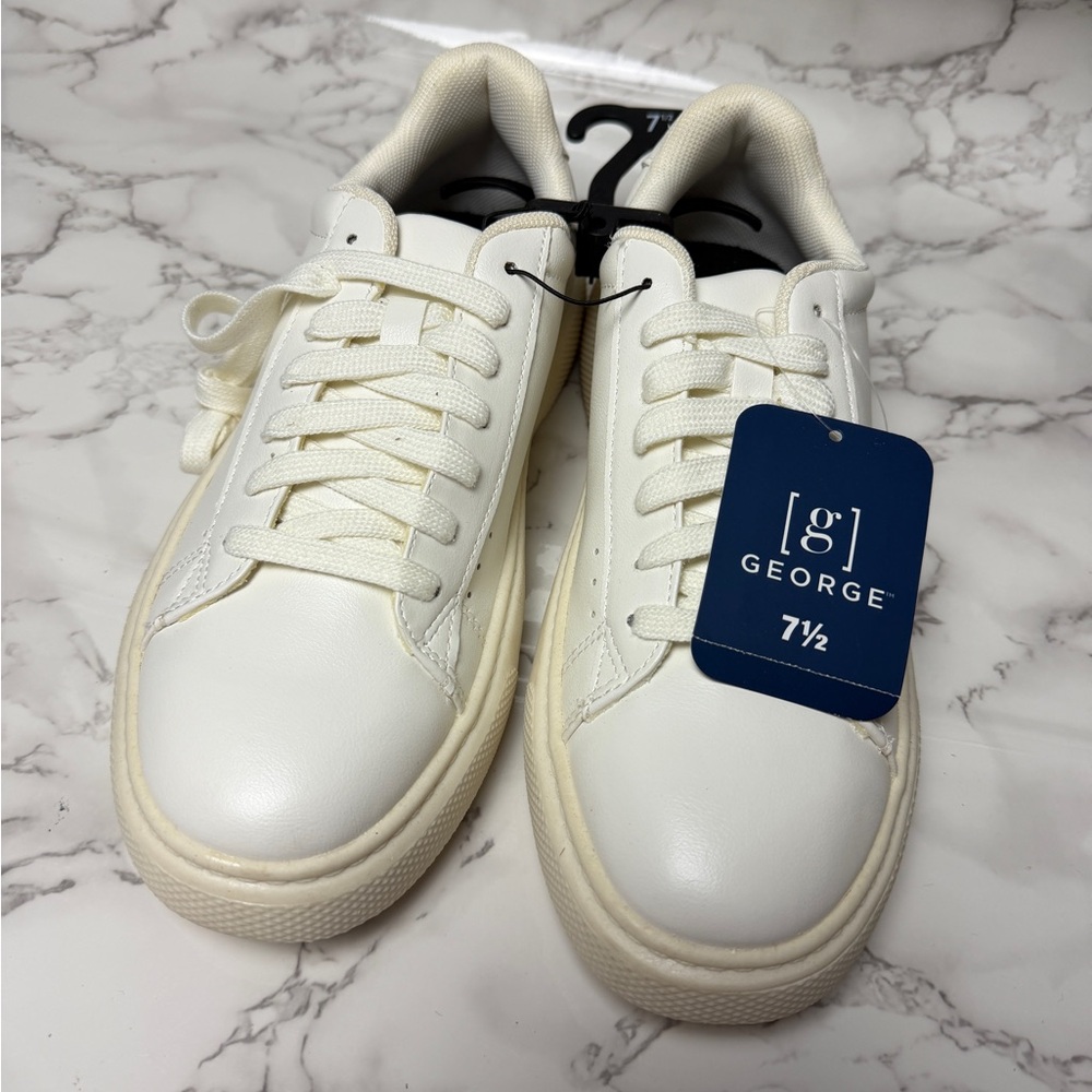 George Men's Cream Lace-Up Sneakers